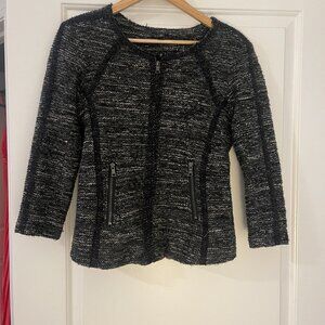 Ann Taylor Wool Blend Moto Boucle Tweed Jacket